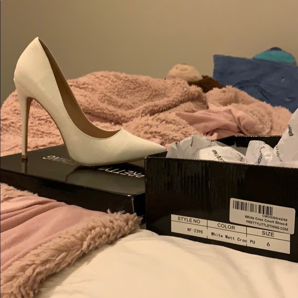 White croc heels